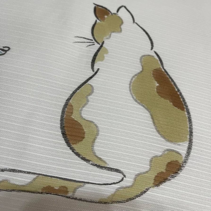 軽装帯　手描き　猫　金魚 ポリエステル ポリエステル軽装帯手描き猫金魚